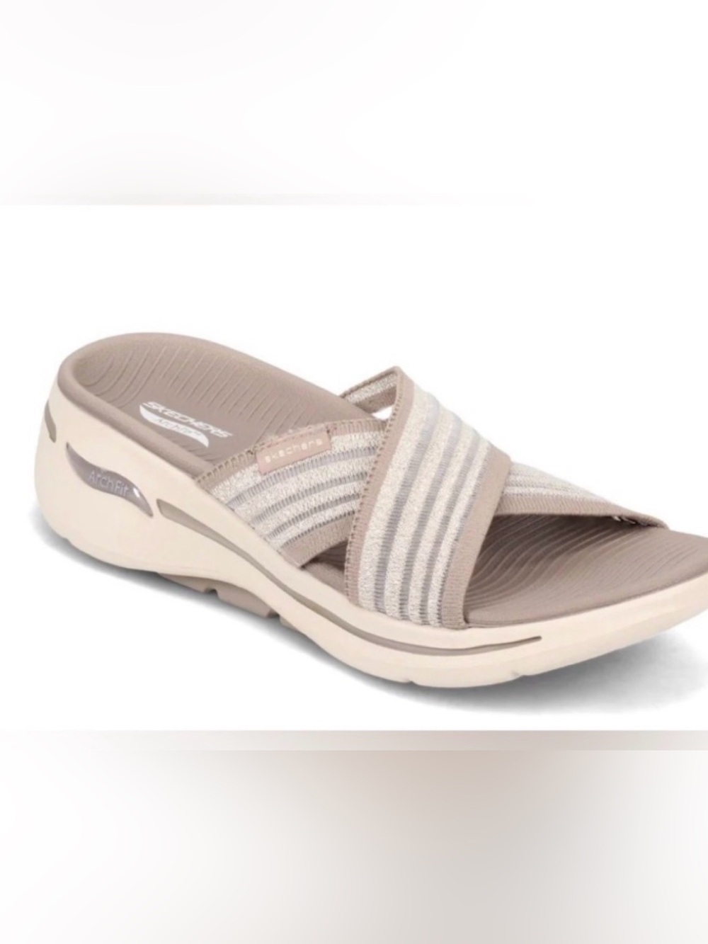 Skechers Taupe and Cream Slip-On Sandal